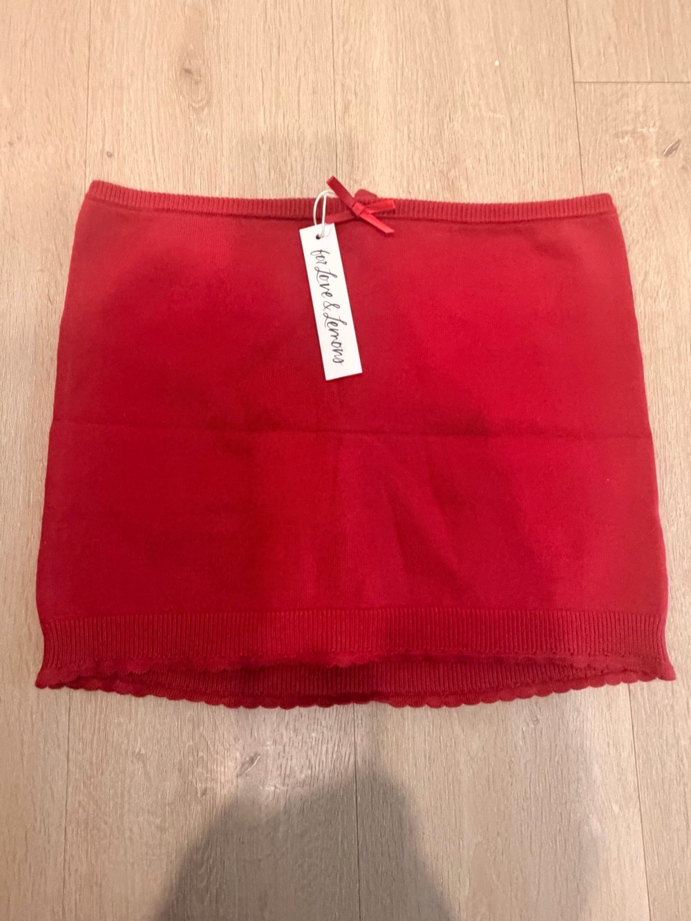 NWT For Love & Lemons Red Knit Mini Skirt